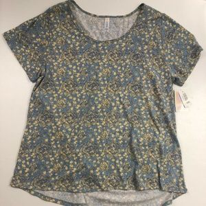 NEW LulaRoe Classic T Size 3XL Floral Blue Yellow